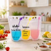 Sacs d'emballage pour boissons avec impression de logo, sacs en plastique pour le stockage de lait, de fruits, de compléments alimentaires, de liquides, poche à boisson avec paille