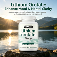 Capsules d'orotate de lithium OEM 10 mg, 240 unités, complément alimentaire végétarien pour la gestion de l'énergie des adultes, prêt pour l'étiquetage privé