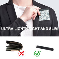 Kain Anti RFID Kulit PU dengan Kancing Penutup untuk Tempat Kartu Kredit, Dompet Aluminium Tipis untuk Wanita dan Pria