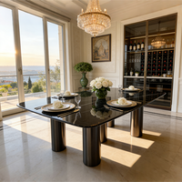 Ensemble de table à manger en marbre de luxe avec 8 chaises et base en acier inoxydable pour meubles de salle à manger