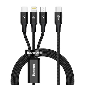 Ba <span class=keywords><strong>seus</strong></span> Rapid Series 3 en 1 Cable de datos de carga rápida Tipo-C a C + L + C PD 20W Cable de carga rápida para teléfono móvil y tableta - Product Image 1