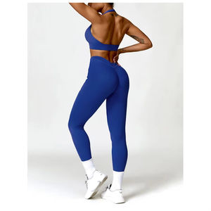 Gros personnalisé femmes Yoga avant taille soutien-gorge respirant Scrunch bout à bout deux pièces Yoga ensemble - Product Image 3