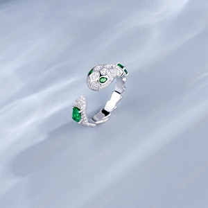 925 Silver Cultivated Emerald Set, Shiny Luxury Party Business Scene, Designer-Style Snake Shape Great Gift for <b>Girlfriend</b> L - Product Image 5
