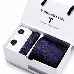 <b>Men</b> Business Tie Pocket Square <b>Cufflinks</b> Gift Box Set, Formal Office Wedding Party Suit Accessories - Product Image 5