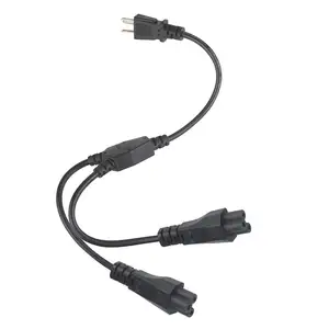 Computer Power Cord NEMA 5-15P to IEC C5 1 TO 2 Two Ways Outlet PC Power Supply Cable