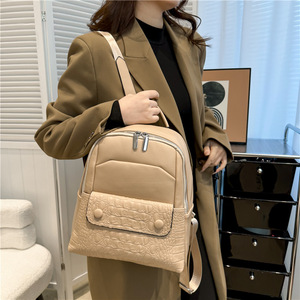 Zaini in Pelle PU all'Ingrosso con Motivo Coccodrillo Irregolare, Zaino da Viaggio Monocolore per Scuola e Università, Borse per Ragazze - Product Image 1