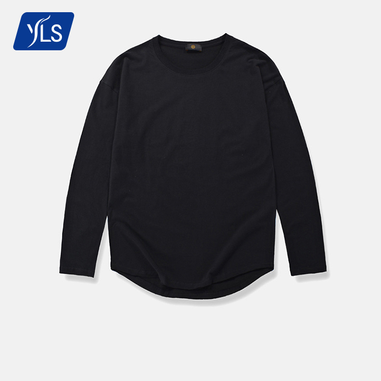 YLS 2021 Новая модная Осенняя хлопковая однотонная мужская уличная футболка с длинным рукавом в стиле хип-хоп