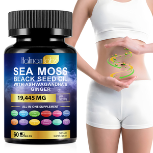 Capsules d'extrait de mousse de mer sauvage biologique Complexe de supplément en poudre d'huile de graine noire dans un emballage en pot Mason - Product Image 2