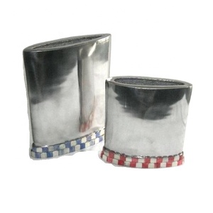 แจกันดอกไม้อลูมิเนียมกระจกเคลือบเงาพร้อมโมเสคแจกันโต๊ะทันสมัย - Product Image 1