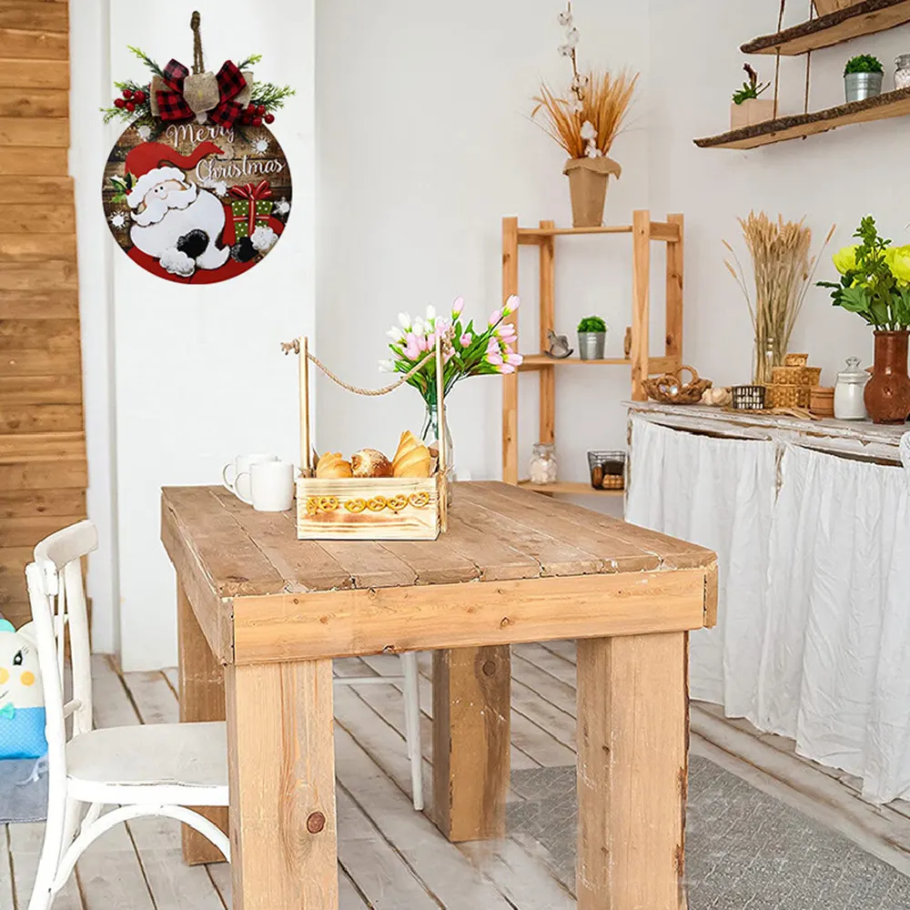 Frohe Weihnachten hängende hölzerne Tafel Wanddekoration rustikale Holz-Wanddekoration Weihnachtsfeier Geschenk Indoor Outdoor Bauernhaus