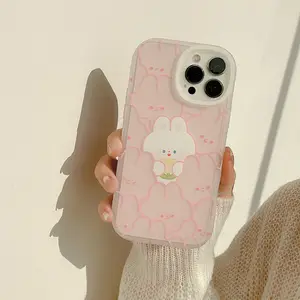 可爱的粉色兔子手机外壳，适用于iphone 14 plus X XS XS MAX 11 12 13 Pro Max女孩手机外壳