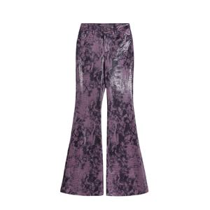 Pantalones de Cuero para Hombre al por Mayor, Personalizados, con Estampado de Piel de Serpiente, Morados, Acampanados, de Cintura Alta, Transpirables y Elegantes, Estilo Hip Hop - Product Image 2