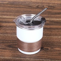 Tasse simple à paroi unique, tasse à café en acier inoxydable 304, tasse de camping d'extérieur avec poignée, mug de voyage isotherme en bois.