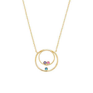 Joyería personalizada PEISHANG 925 plata esterlina personalizada madre e hijo tres piedras doradas collar circular - Product Image 2