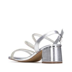 Sandales à talons pour femme Xti, argentées, talon de 6 cm, taille 37, design à lanières - Product Image 3