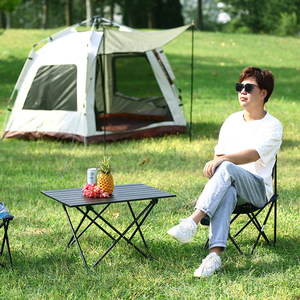 Outdoor <b>Folding</b> <b>Table</b> Aluminum Alloy Portable Rectangular 69x47x42cm Camping Picnic Barbecue Use - Product Image 1