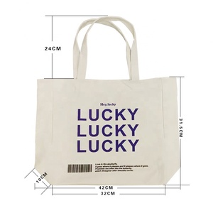 Custom Print Logo Cotton Large Shopping White Canvas <b>Tote</b> <b>Bag</b> <b>With</b> <b>Pocket</b> and Zipper 27 - Product Image 2