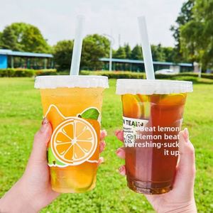 Vasos Desechables Personalizados de 98 Calibres y 24oz/20oz para Fiestas en la Piscina, Vasos Transparentes de Plástico PET de Pared Simple Impresos para Café, Té, Jugos Fríos - Product Image 1