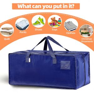 Sacs de déménagement extra larges avec poignées robustes, fermeture éclair, en tissu tissé PP très résistant, ensemble classique minimaliste pour salon - Product Image 2