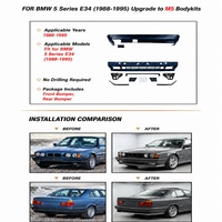 Prix d'usine - Kit carrosserie avant et arrière de style sport MT pour BMW Série 5 E34 1988-1995 - Kit de conversion