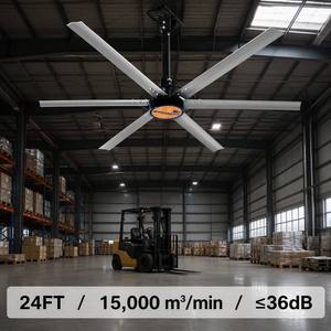 พัดลมเพดานอุตสาหกรรมขนาดใหญ่ 24 ฟุต HVLS พร้อมมอเตอร์ BLDC เงียบ และใบพัดอะลูมิเนียมอัลลอย 6/8 <span class=keywords><strong>ใบ</strong></span> สำหรับพื้นที่โรงงานขนาดใหญ่ - Product Image 1