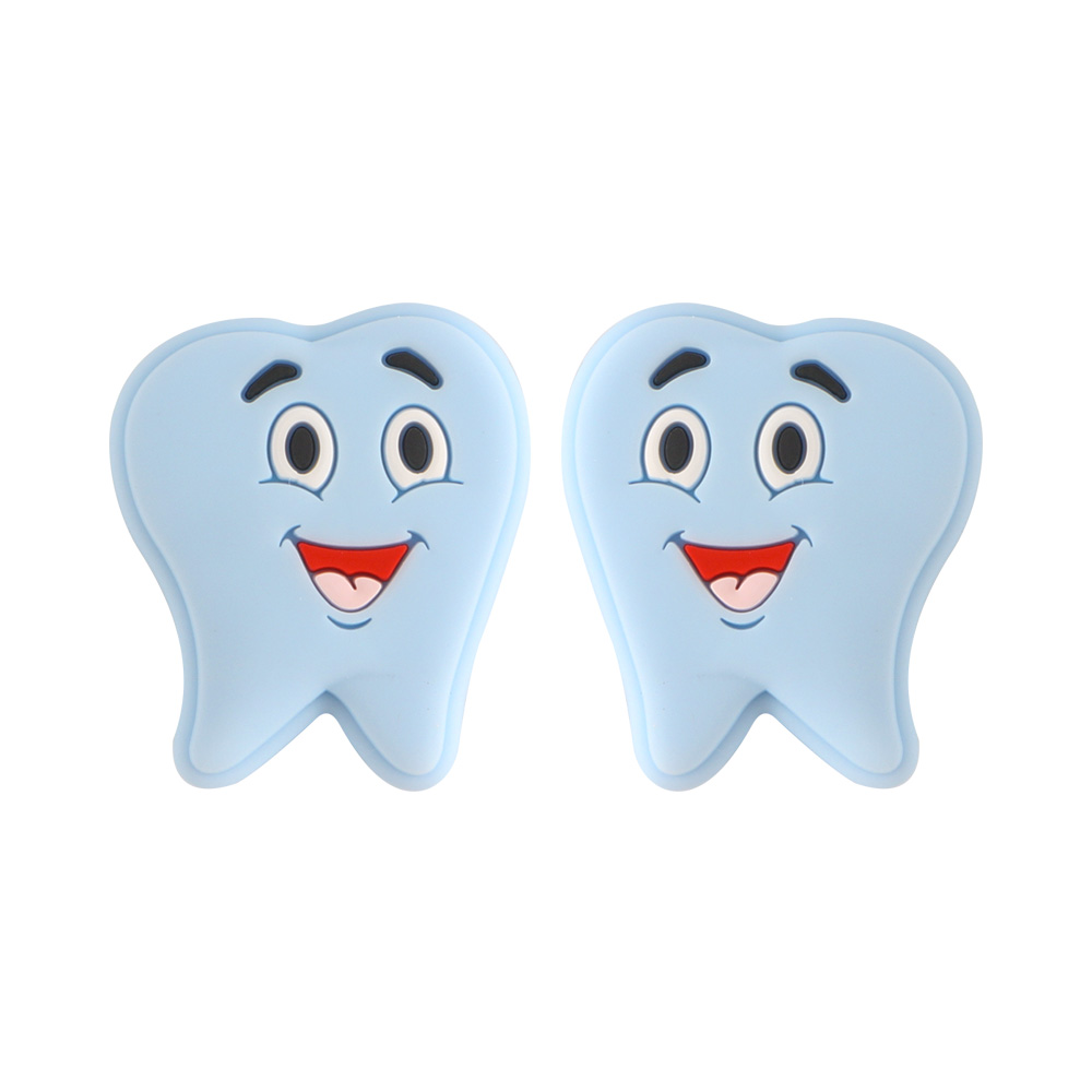 Perle focale en forme de dent, bleu pastel SA157