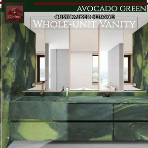 Lavabo de Mármol Verde Aguacate GOLDKING, Lavabo de <span class=keywords><strong>Piedra</strong></span> Natural de Lujo para Baños Modernos e Interiores de Alta Gama - Product Image 3