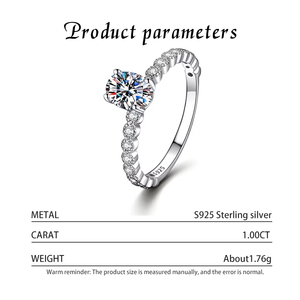 Anillo de Moissanita Ovalado de Plata Esterlina 925 para Mujer, Corte Ovalado, 1CT, Color D, VVS1, Certificado GRA, para Boda, Promesa, Moderno, Venta al por Mayor de Fábrica - Product Image 3