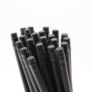 Factory Custom Black Wooden HB 2B <strong>Pencils</strong> With Eraser High Quality 7.5'' Round Black Plain <strong>Pencils</strong> In Bulk - Product Image 2