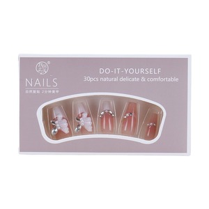 TikTok, superventas, puntas portátiles, gama alta, verano, brillo, rubor, arte de uñas hecho a mano, diamantes de imitación, mariposa, uñas postizas francesas - Product Image 5