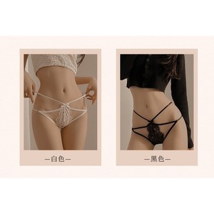 Culottes sexy européennes et américaines, culottes en dentelle croisée pour femmes, slips fins à taille basse avec nœud, strings - Product Image 6