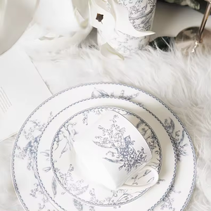 פרח כחול אירופאי מודפס עצמות סין ארוחת ערב פורצלן שושן של עמק עיצוב משובח הגשה מנות וצלחות - Product Image 5