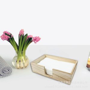 Wooden <b>Tissue</b> Box Natural <b>Color</b> Flat <b>Paper</b> Storage Bathroom Use - Product Image 1