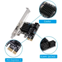 Kartu Ekspansi PCIe ke SATA3.0 4-Port, Konverter PCIe 1X-16X, Kartu Tambahan untuk Komputer PC HDD SSD, Adaptor Perluasan Penyimpanan
