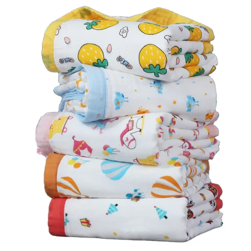 6 Layers Big Soft Muslin Kids Baby Swaddle Blanket Manufacturer 100% Organic Cotton Swaddling Children Baby Blankets For Newborn