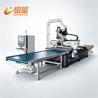 Routeur CNC ATC linéaire à alimentation suspendue 1325 1328 pour le nesting de meubles en bois avec chargement et déchargement automatiques