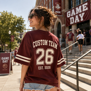 T-shirt personnalisé pour femme, coupe oversize, pour le jour du match de basketball, avec motif d'esprit d'équipe, tee-shirt de supporter à manches courtes, vente en gros - Product Image 1