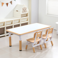 Table en bois réglable en hauteur pour enfants, avec tableau de peinture et chaise en plastique, idéale pour les salles de jeux et les maternelles