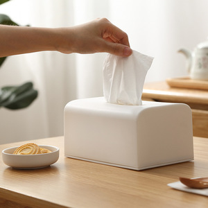 HeDou Simple Tissue Box White Desktop Storage Box For Living Room Dining Table Office Use Waterproof Convenient - Product Image 1
