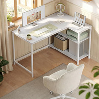 Bureau d'ordinateur moderne en L avec étagère de rangement double face, petite table d'angle en bois pour bureau à domicile, chambre, bureau d'étude – Vente directe usine