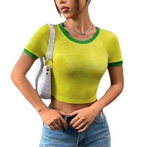 T-shirt Brasiliana <span class=keywords><strong>Estetica</strong></span> con Stampa Semplice Bicolore, Top Slim da Donna alla Moda con Stampa Estiva Stile Spice Girl - Product Image 2