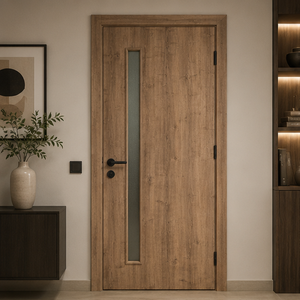 <span class=keywords><strong>Porte</strong></span> en PVC recouvert d'un revêtement imitation bois avec verre intégré, structure robuste, anti-rayures, <span class=keywords><strong>porte</strong></span> durable pour la rénovation de villas, ISO CE - Product Image 1