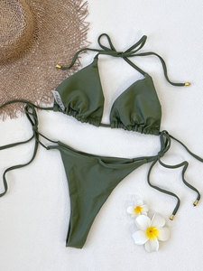 JSN 2026 nouveau Design couleur unie licou cou Sexy Triangle fendu <span class=keywords><strong>maillot</strong></span> <span class=keywords><strong>de</strong></span> <span class=keywords><strong>bain</strong></span> femmes deux <span class=keywords><strong>pièces</strong></span> dos nu Bikinis maillots <span class=keywords><strong>de</strong></span> <span class=keywords><strong>bain</strong></span> et vêtements <span class=keywords><strong>de</strong></span> plage - Product Image 6