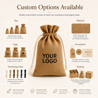 Sacs en toile de jute personnalisés avec logo, pochette cadeau à cordon, sac en fibre de chanvre naturelle pour bougies, savons, café, thé, emballage de mariage et de fêtes