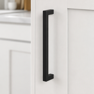 Poignées de tiroir carrées contemporaines en acier inoxydable noir mat durables GQK Redunest pour armoires de cuisine - Product Image 4