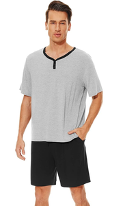 Pyjama en viscose de bambou pour homme à prix réduit, stock en liquidation, ensemble 2 pièces, vêtements de détente en stock, prêt à être expédié - Product Image 4