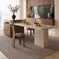 Table à manger extensible multifonctionnelle de style français, avec bord en ardoise vintage, rangement intégré, en bois massif moderne, 6 places, meubles pour la maison