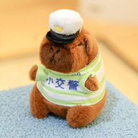 Porte-clés Capybara en peluche douce en coton PP avec mousqueton, pendentif mignon pour sac d'école, jouet de police personnalisable et multifonctionnel