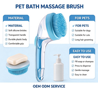 Brosse de toilettage pour animaux de compagnie avec distributeur de savon et de shampoing, poils en silicone doux pour chiens et chats à poils longs, douche OEM