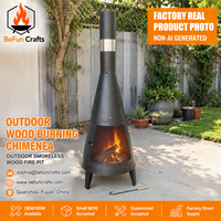 Cheminée extérieure à bois avec cheminée, porte en maille, grille de cuisson, foyer en acier pour patio et jardin, vente directe usine